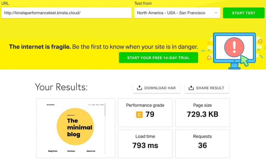 kinsta pingdom test 2