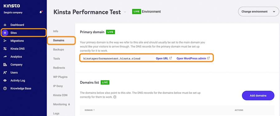 kinsta wordpress access