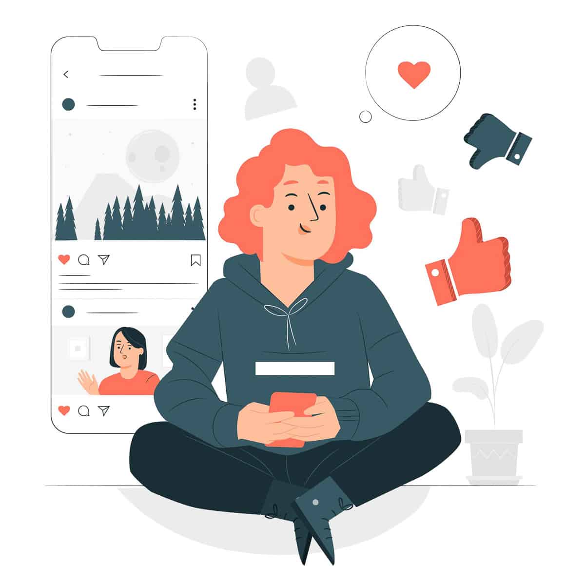 girl using social media platforms