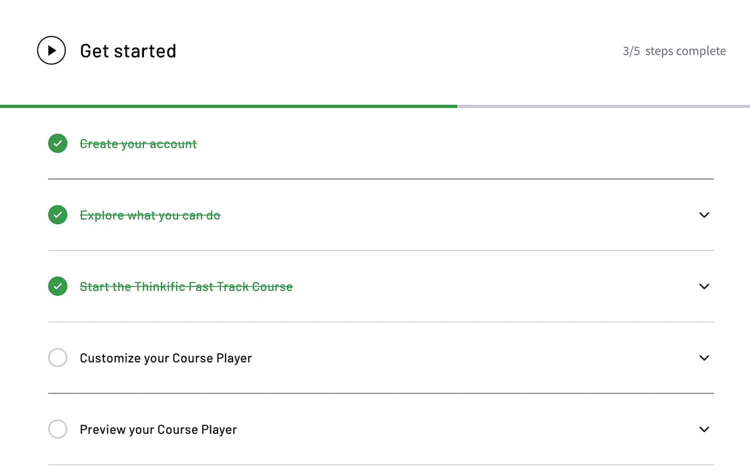 get started in thinkific