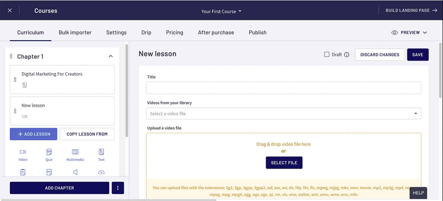 adding lessons content