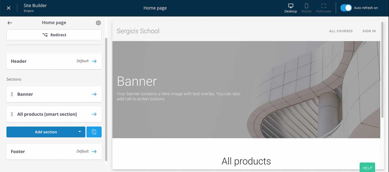 modifying the home page