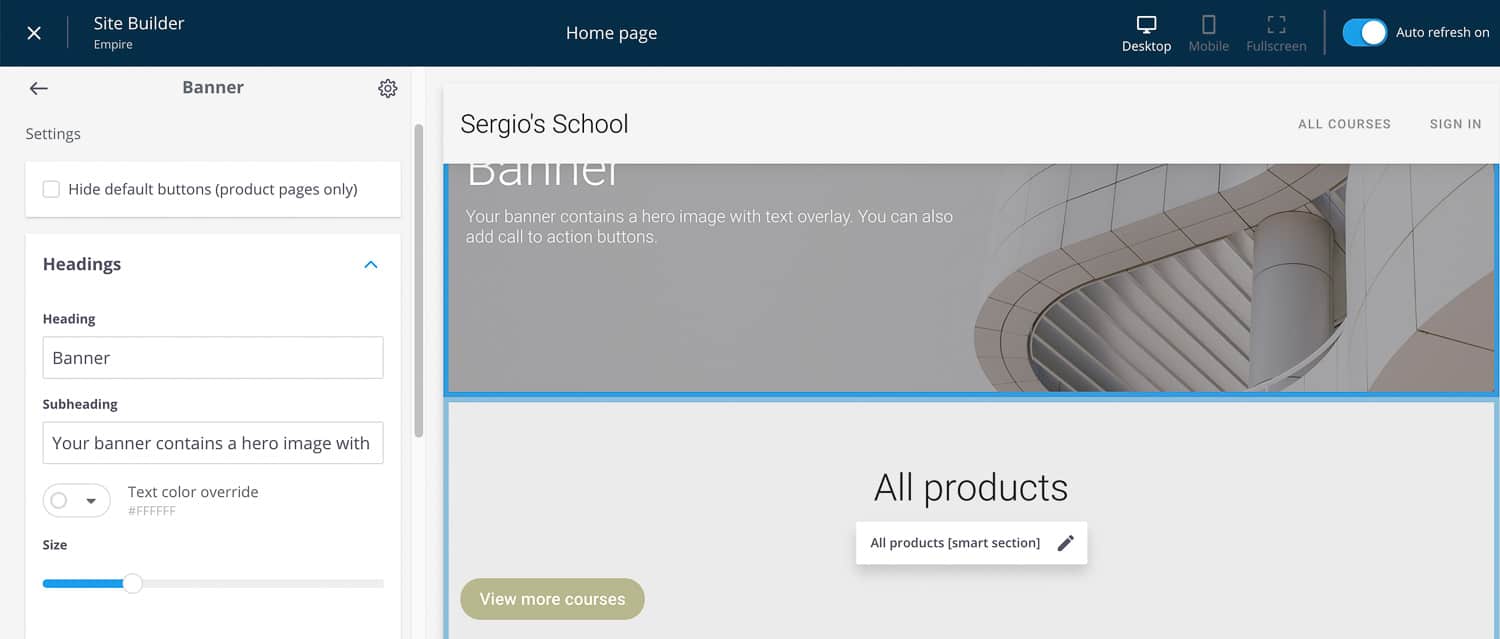 landing page settings