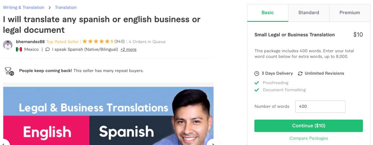 translation service in Fiverr