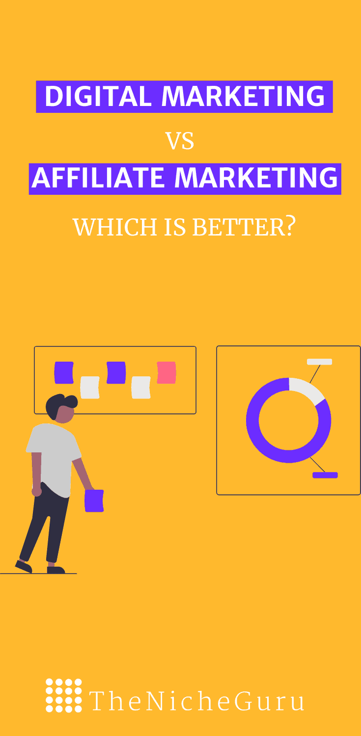 Learn the differences between digital marketing vs affiliate marketing. See how they compare, and how you can start making money online with them. #DigitalMarketing #Onlinemarketing