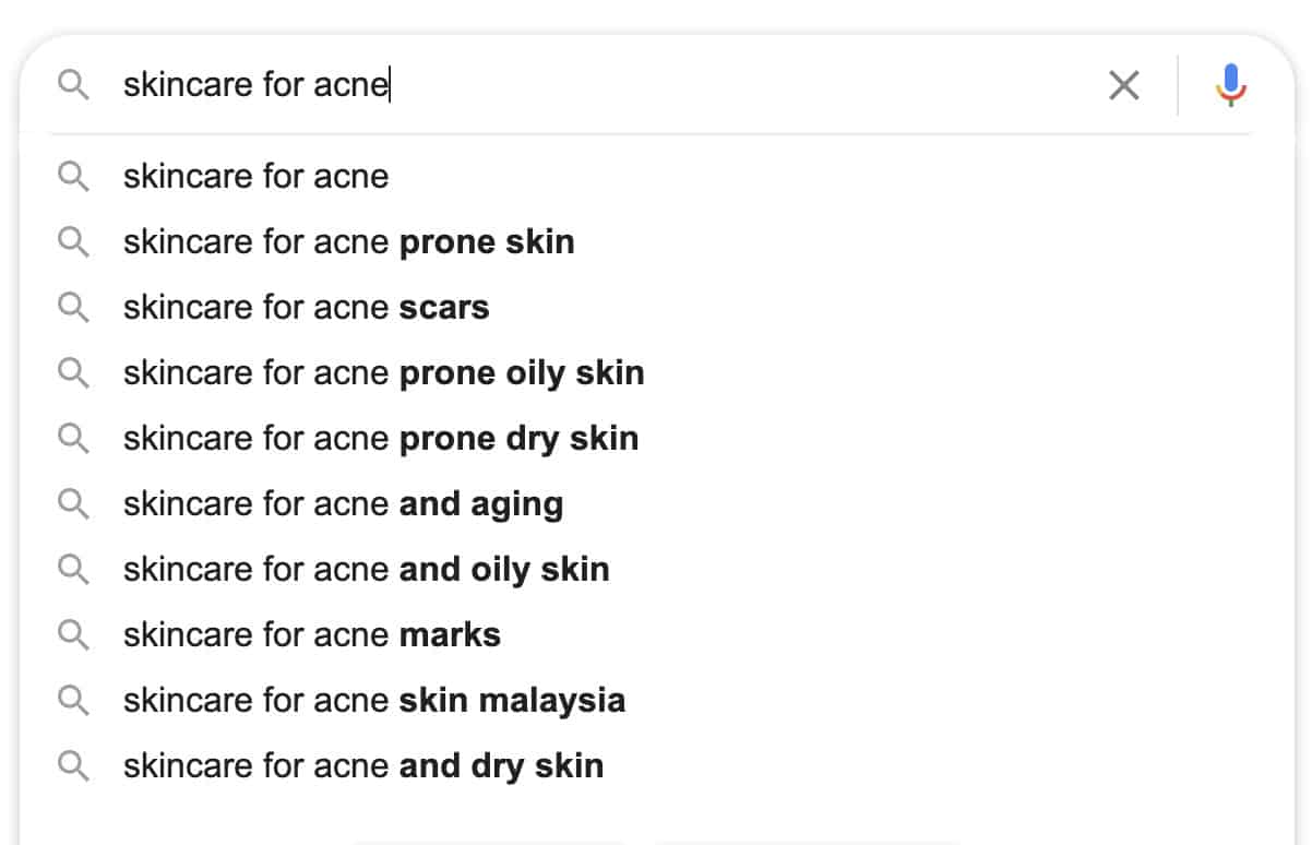 skincare for keywords