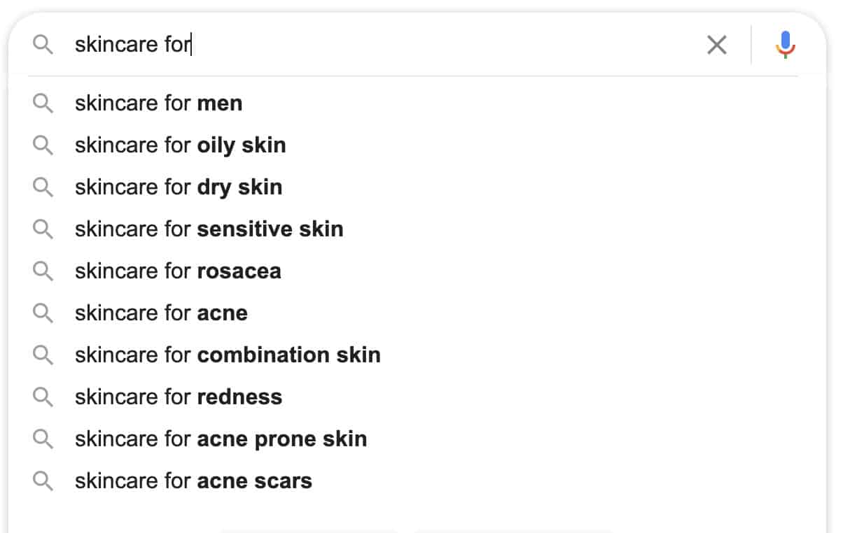 skincare in Google