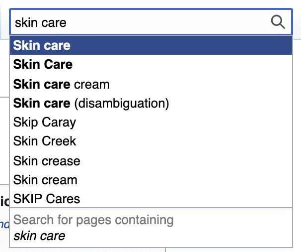 skin care in wikipedia