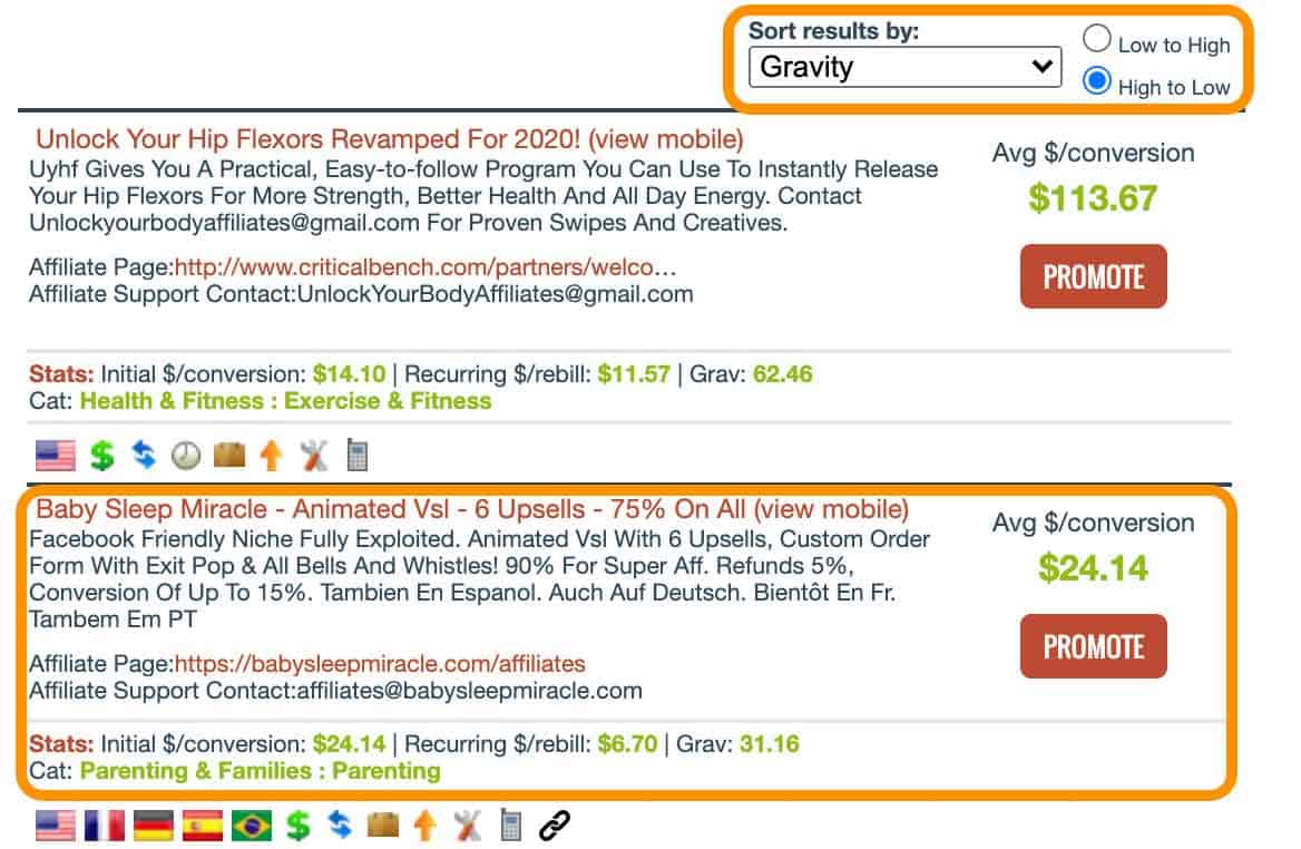 filtering in clickbank