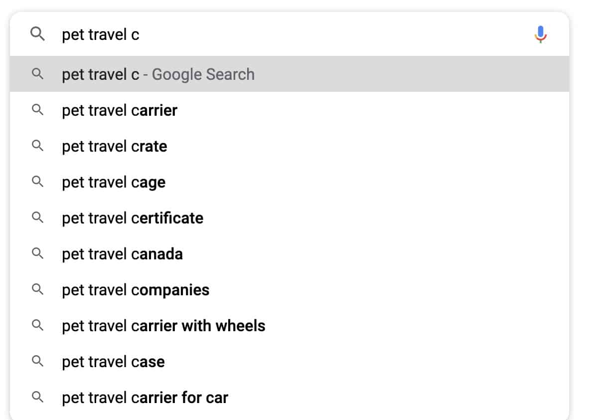 google suggest ideas