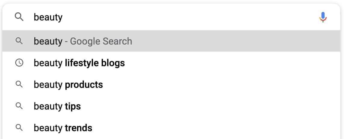 beauty search in Google