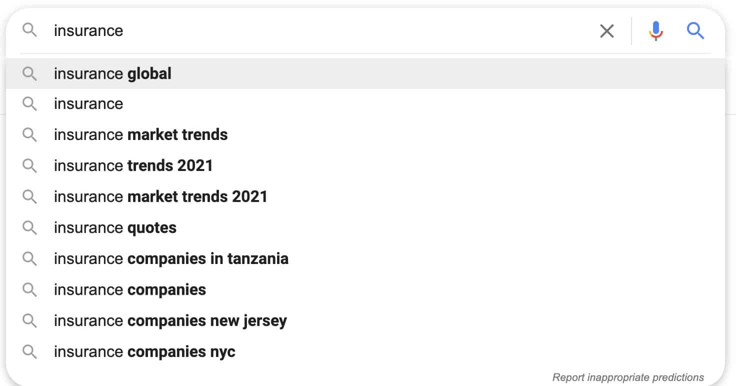 google suggest results