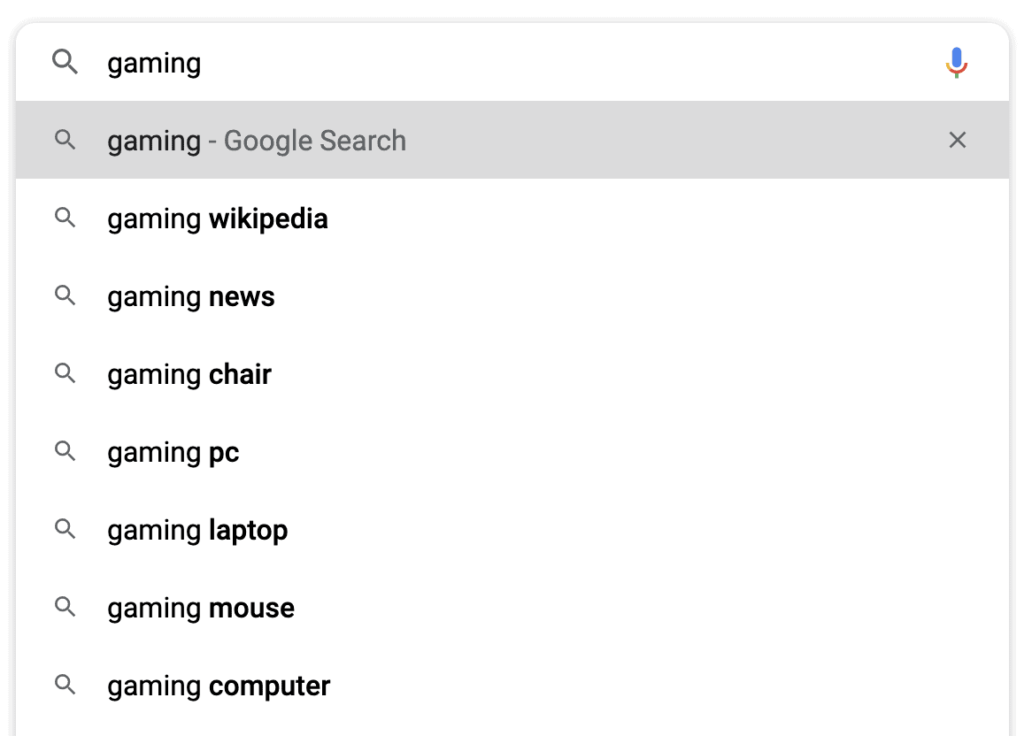 gaming autocomplete