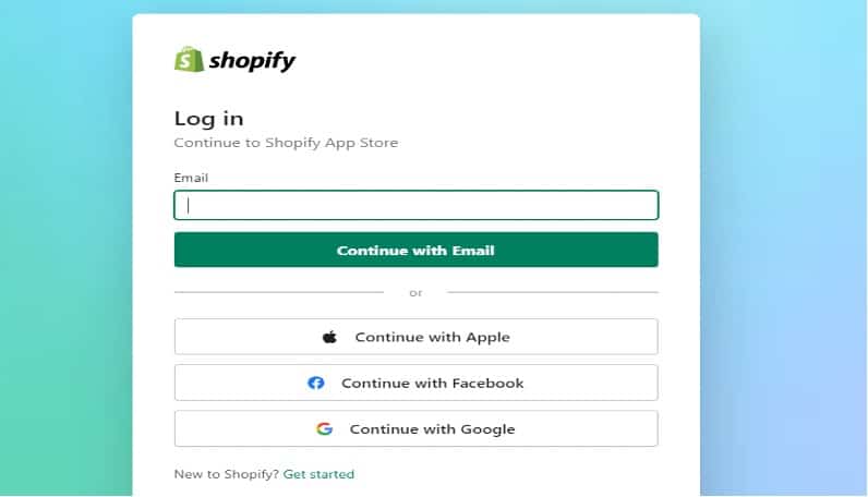shopify login
