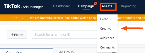 TikTok ads manager assets
