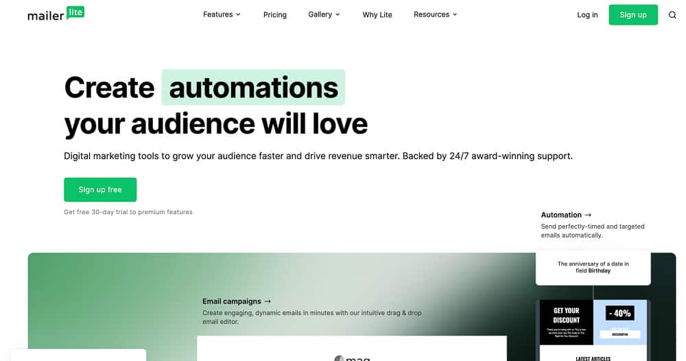 MAILERLITE email marketing service