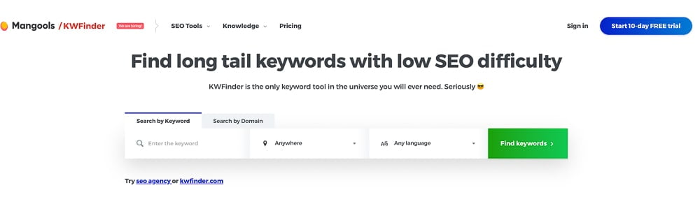 KW finder/ Mangools