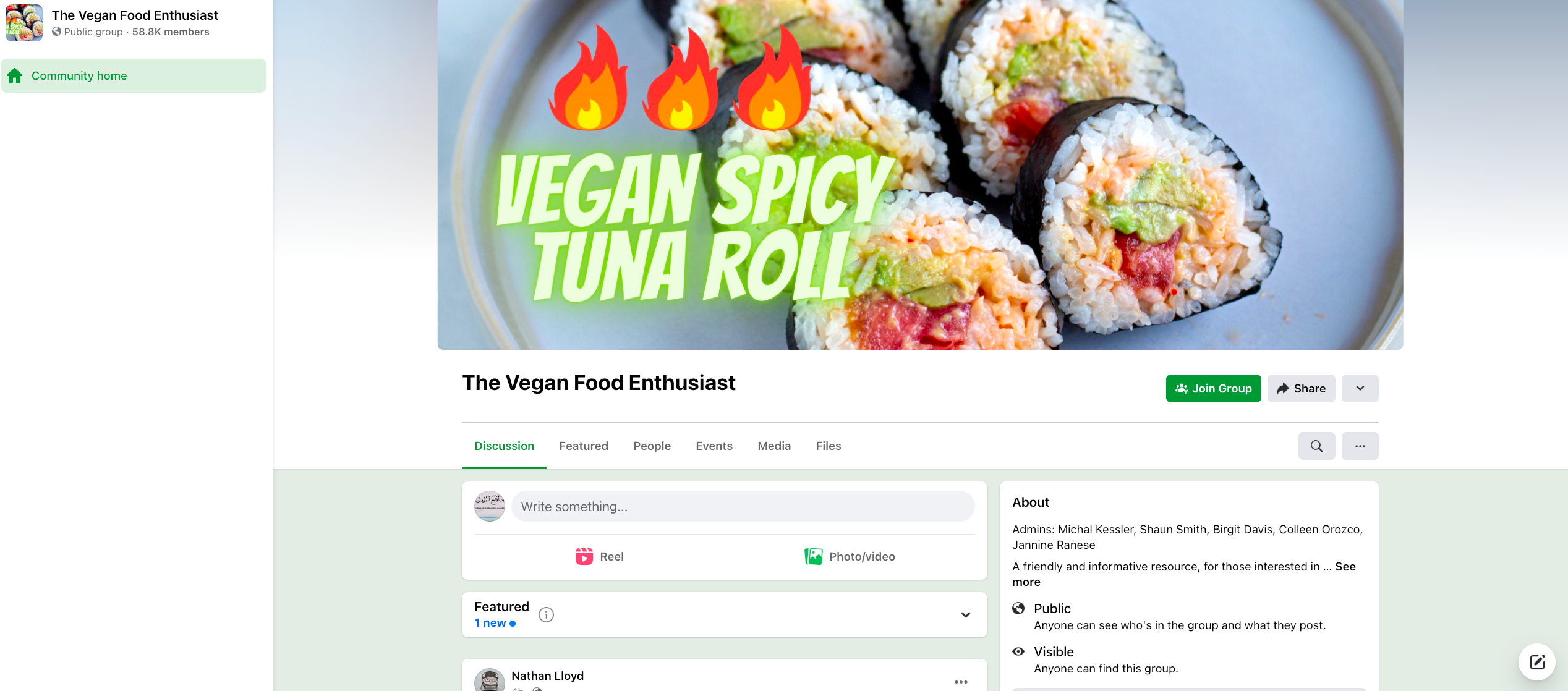 The Vegan Food Enthusiast Facebook Group